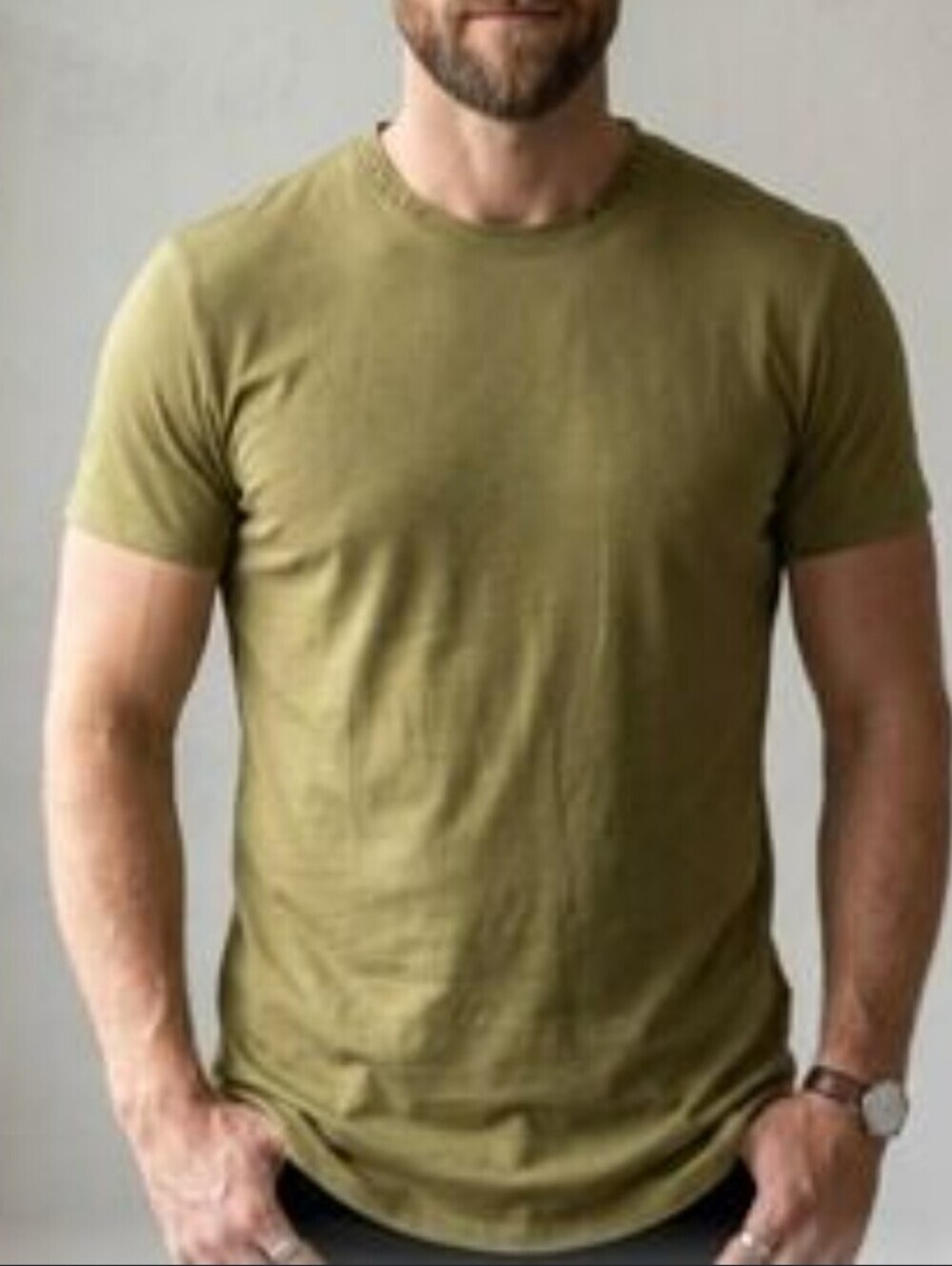 KIT & ACE Short-Sleeve Olive Crew Neck T-Shirt